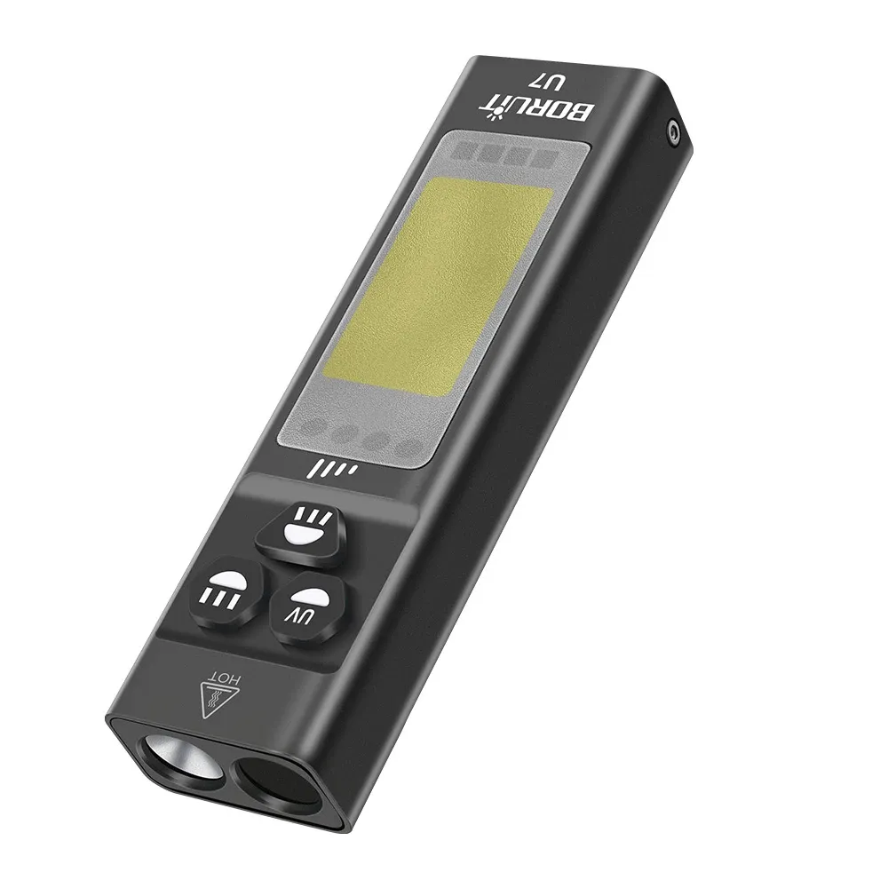 BORUiT U7 EDC UV LED Flashlight Max.1100LM Type-C Rechargeable Work Light USB-C Power Bank Camping Pocket Lantern with Magnet