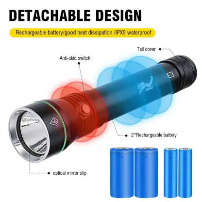 BORUiT S4 Super Bright 2000LM LED Scuba Diving Flashlight P50 Underwater 100M IPX8 Waterproof Torch Spearfishing Lantern