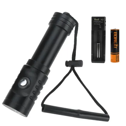 BORUiT M54 LED Scuba Diving Flashlight Super Bright 1000LM IPX8 Waterproof Dive Torch Underwater 80M