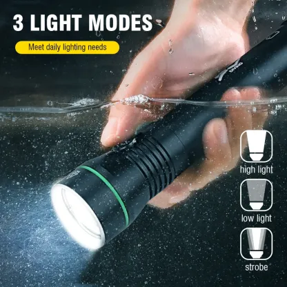 BORUiT S4 Super Bright 2000LM LED Scuba Diving Flashlight P50 Underwater 100M IPX8 Waterproof Torch Spearfishing Lantern