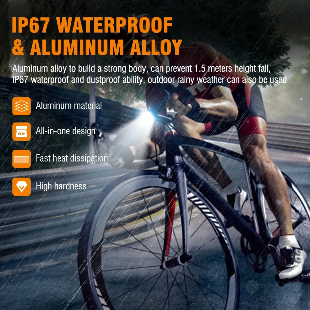 BORUiT L7 Bike Light 10 LED 1100 Lumen Type-C Rechargeable Bicycle Front Light