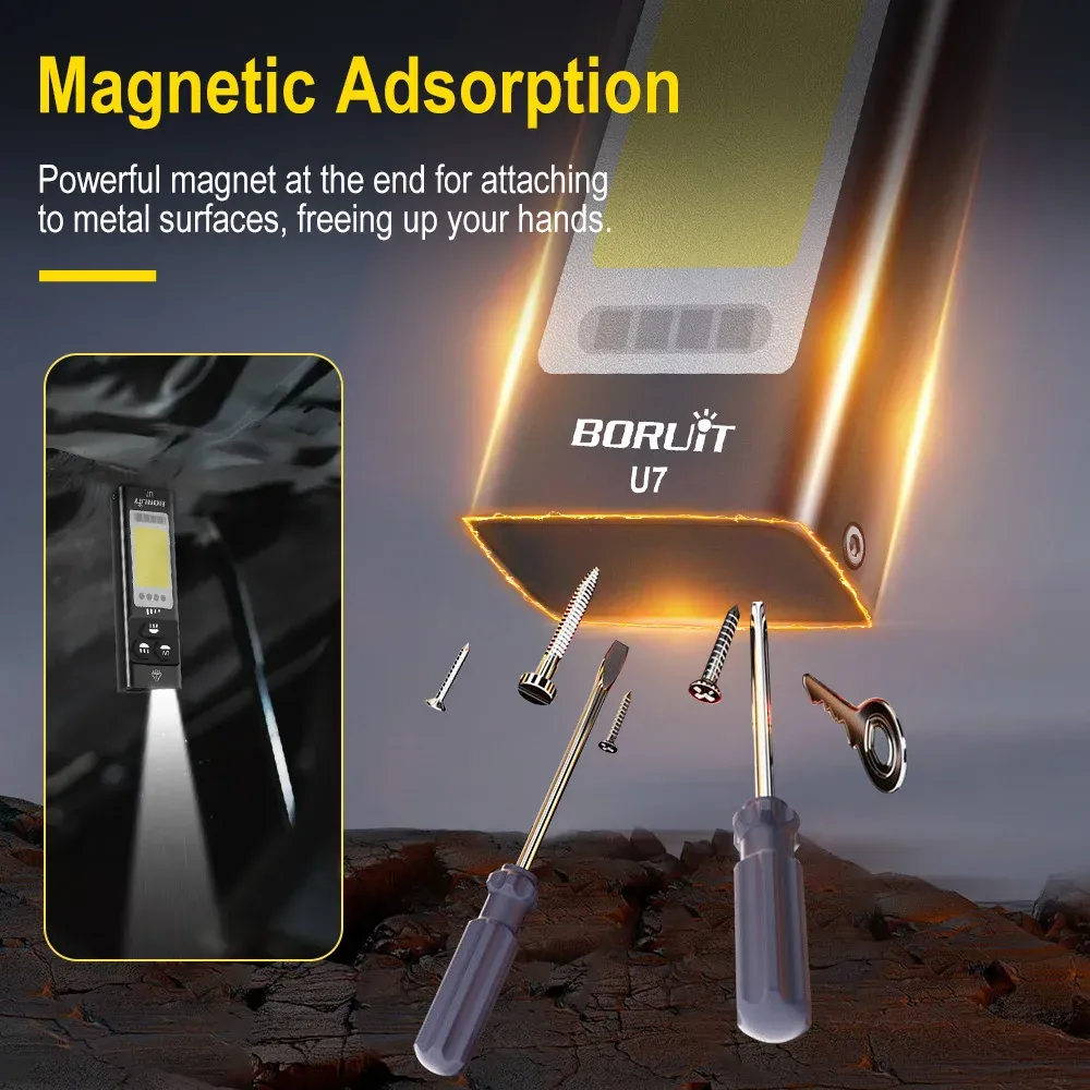 BORUiT U7 EDC UV LED Flashlight Max.1100LM Type-C Rechargeable Work Light USB-C Power Bank Camping Pocket Lantern with Magnet