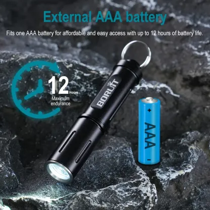 BORUiT RJ11 Mini Keychain Tactical Flashlight Torch