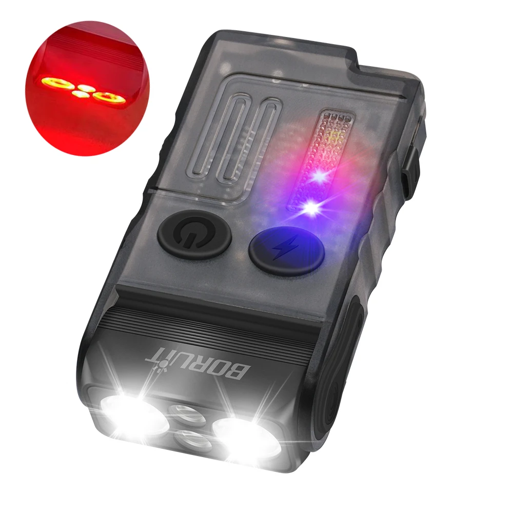 BORUiT V20 Keychain EDC LED Flashlight Head Swivels Magnet with Clip