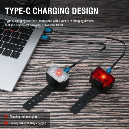 BORUiT L6 Cycling Taillight Headlight Bicycle Lights Bike Safety Warning Light LED USB Rechargeable Waterproof