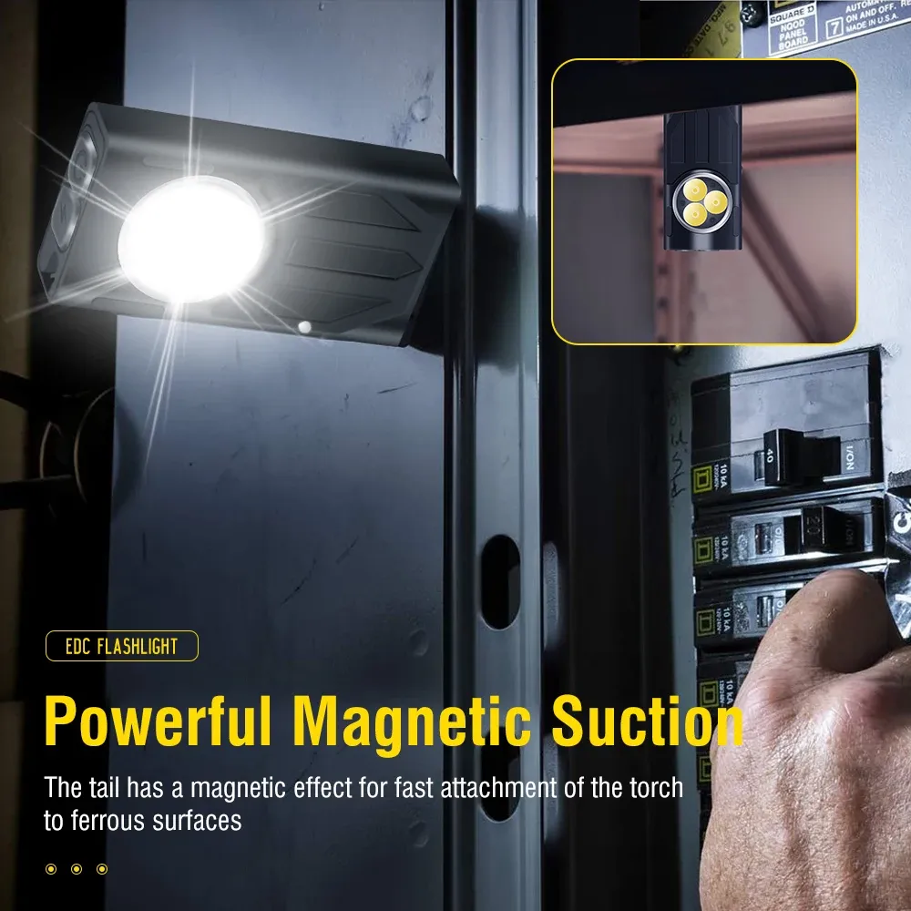 BORUiT V7 Keychain UV LED EDC Flashlight with Magnet Clip