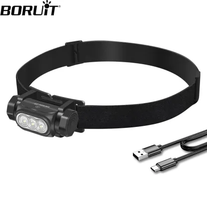 BORUiT HP130 LED Powerful Headlamp Type-C Rechargesble Headlight