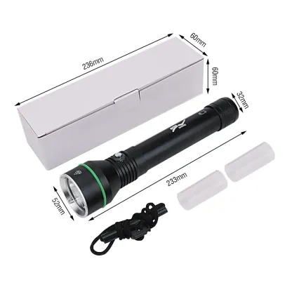 BORUiT Super Bright 2000LM P70 LED Scuba Diving Flashlight Underwater 100M IPX8 Waterproof Torch