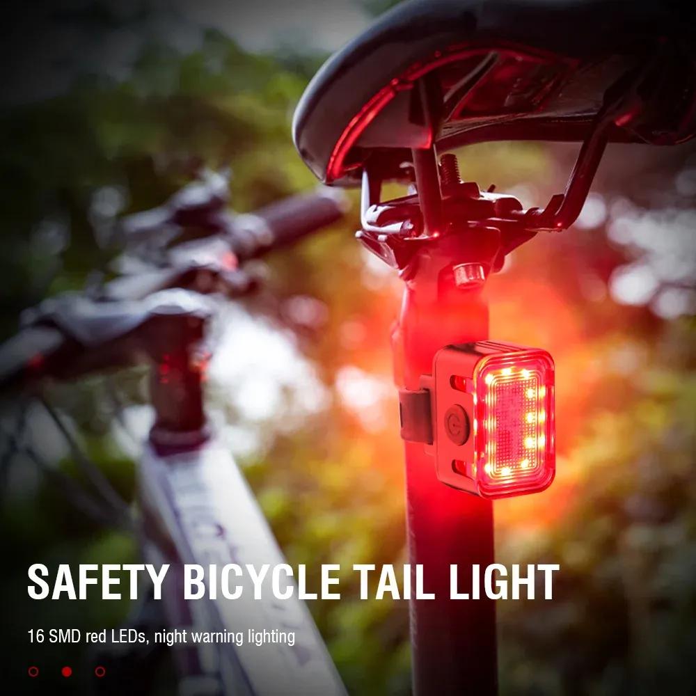 BORUiT L6 Cycling Taillight Headlight Bicycle Lights Bike Safety Warning Light LED USB Rechargeable Waterproof