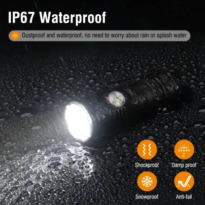 BORUiT Super Bright LED EDC Flashlight 2050LM Type-c Rechargeable Torch Tail Magnet