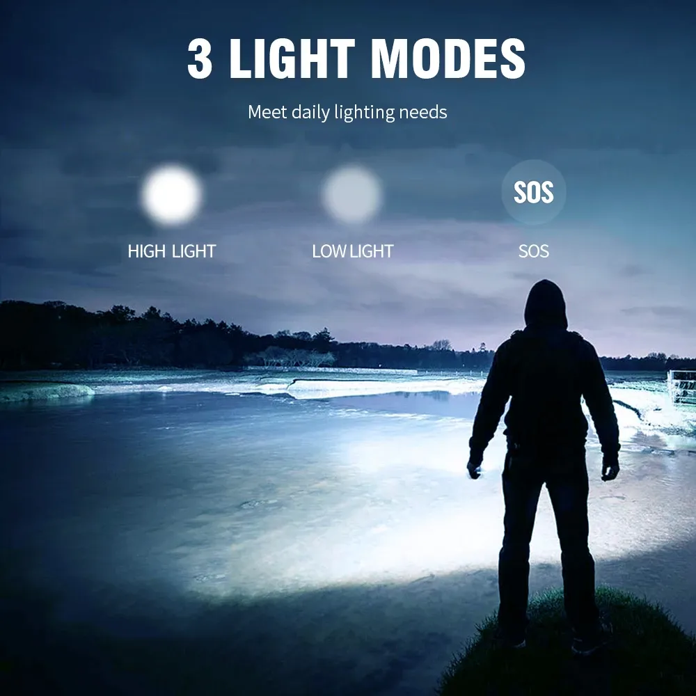 BORUiT M54 LED Scuba Diving Flashlight Super Bright 1000LM IPX8 Waterproof Dive Torch Underwater 80M