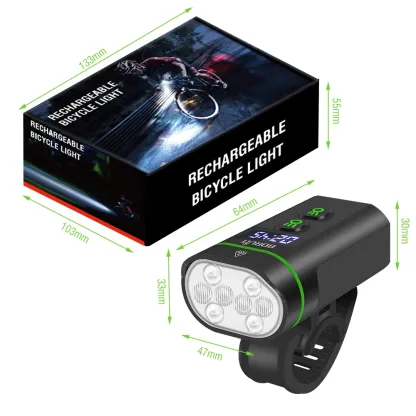 BORUiT L14 Super Bright Bike Front Light 8 LED Type-C Rechargeable Bicycle Lights Waterproof Cycling Headlight for Night Riding