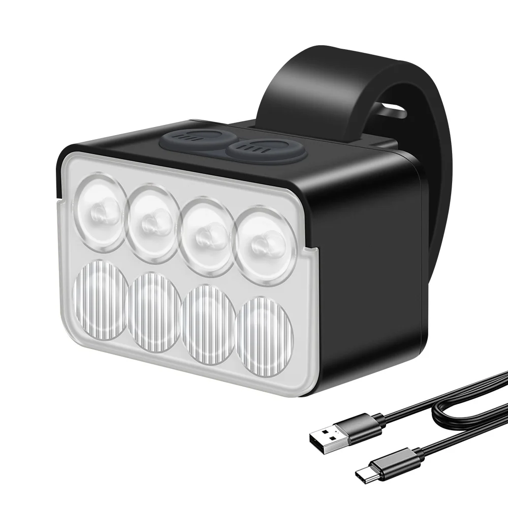 BORUiT 8 LED Bicycle Front Light TYPE-C Rechargeable Bike Light MTB Bicycle Head Lights Waterproof Cycling Lamp for Night Riding