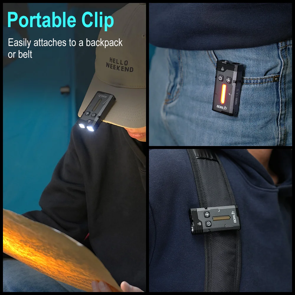 BORUiT EV10 LED Keychain EDC Flashlight Magnet Work Light