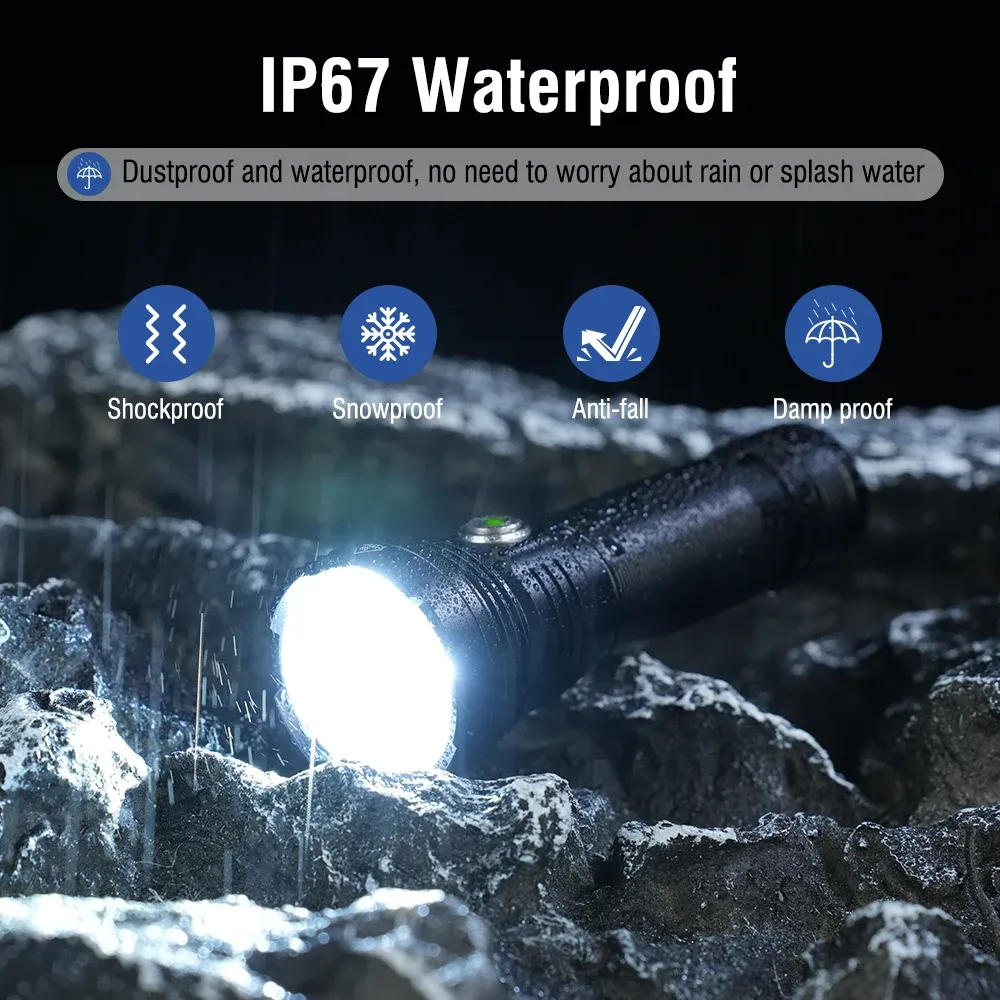 BORUiT ET28 LED Multicolor Flashlight Super Bright 800LM Type-c Rechargeable Torch