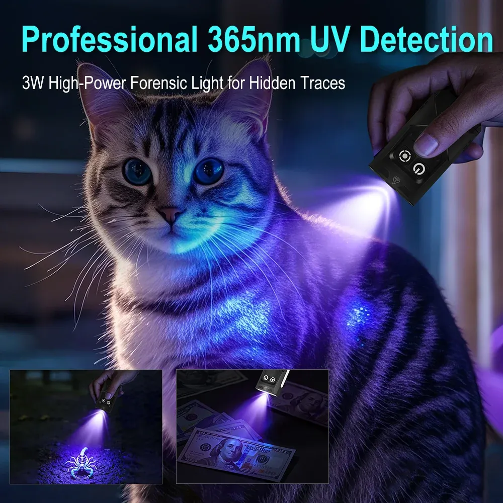 BORUiT EV15 LED UV EDC Flashlight Magnet Keychain Work Light