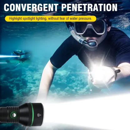 BORUiT Super Bright 2000LM P70 LED Scuba Diving Flashlight Underwater 100M IPX8 Waterproof Torch