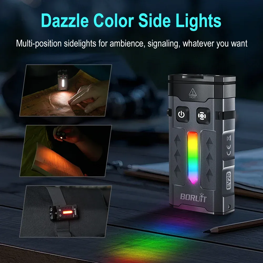 BORUiT EV20  Keychain EDC UV LED Flashlight Magnet Work Light