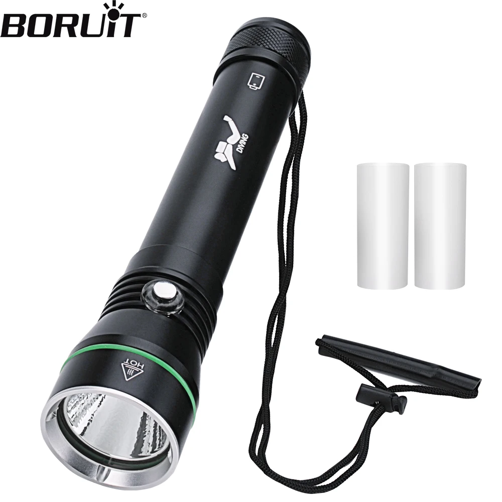 BORUiT S4 Super Bright 2000LM LED Scuba Diving Flashlight P50 Underwater 100M IPX8 Waterproof Torch Spearfishing Lantern