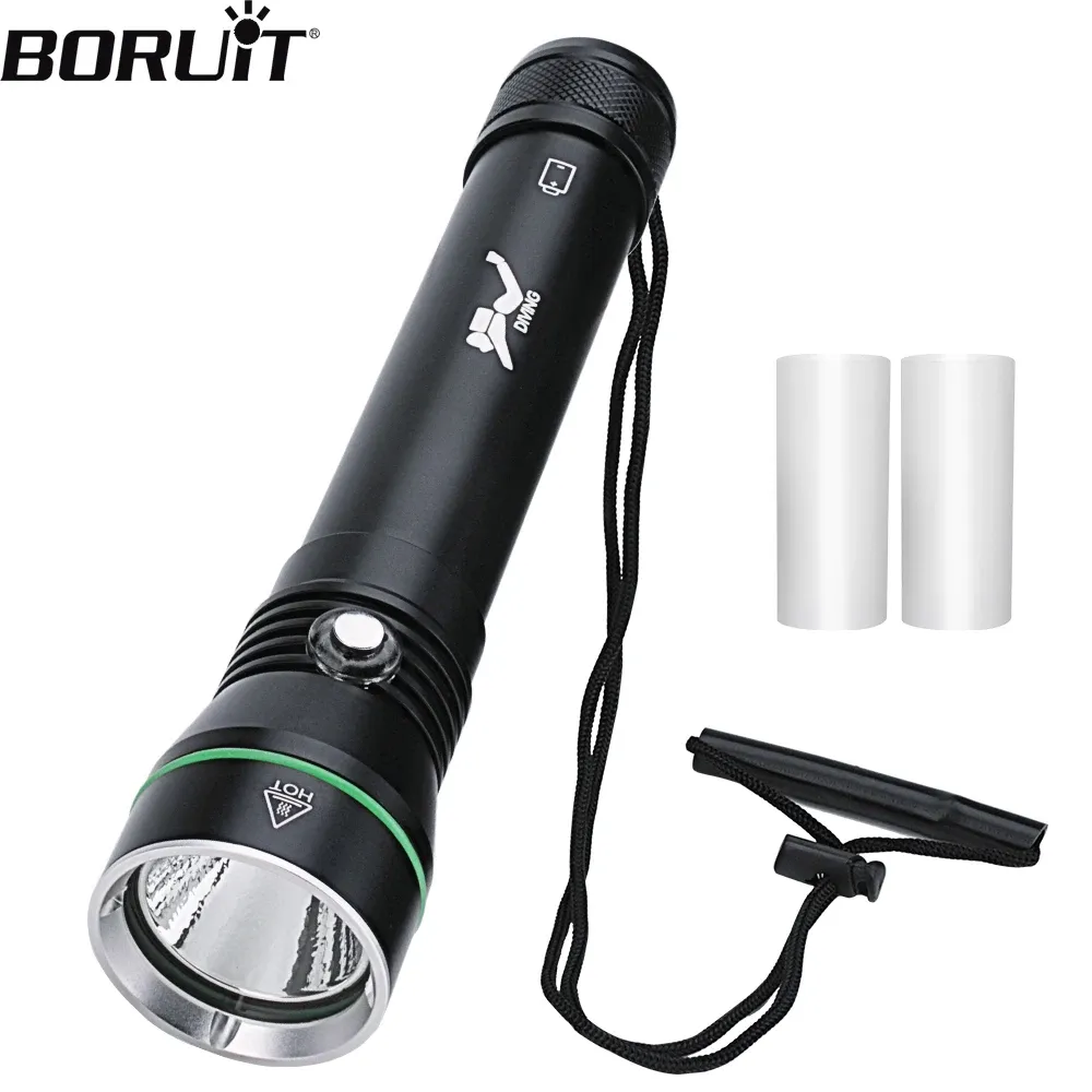 BORUiT S4 Super Bright 2000LM LED Scuba Diving Flashlight P50 Underwater 100M IPX8 Waterproof Torch Spearfishing Lantern