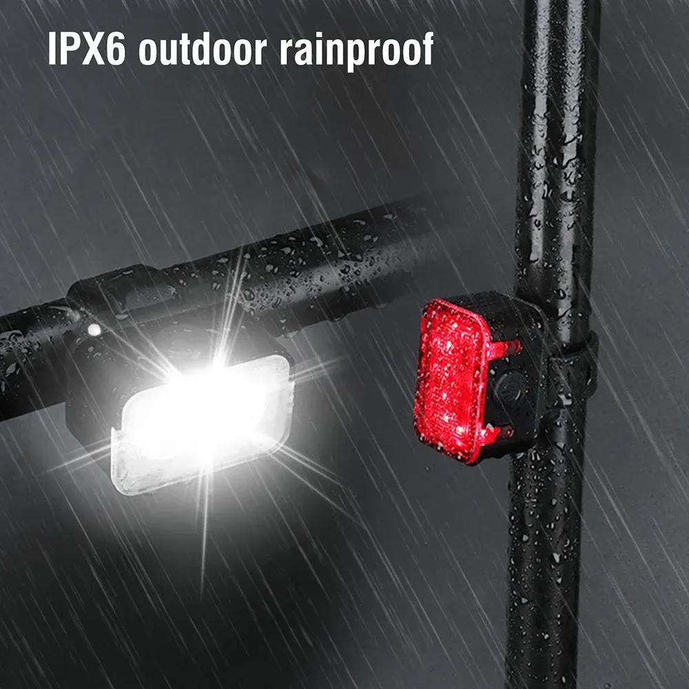 BORUiT L6 Cycling Taillight Headlight Bicycle Lights Bike Safety Warning Light LED USB Rechargeable Waterproof