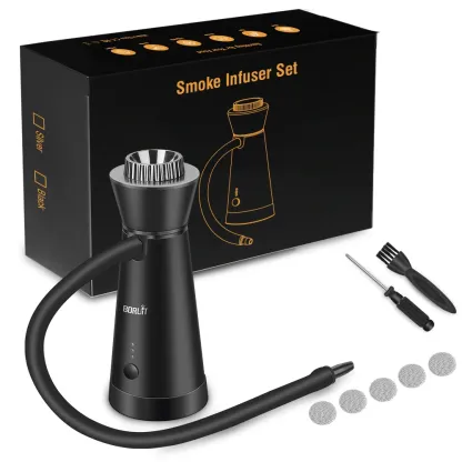 BORUiT SK301B Smoke Infuser Cuisine Portable Molecular Machine Bar Cold Smoke Generator Meat Burn Cooking Smoking Gun for BBQ