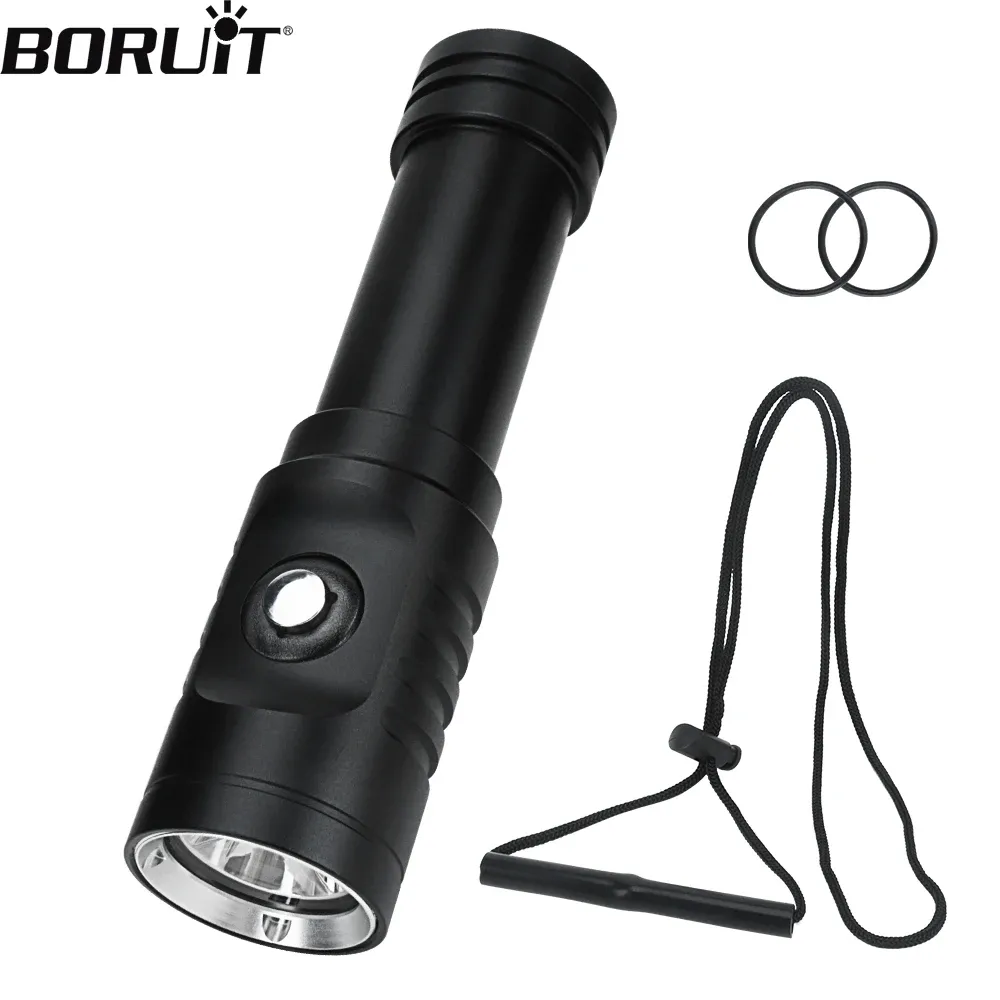 BORUiT M54 LED Scuba Diving Flashlight Super Bright 1000LM IPX8 Waterproof Dive Torch Underwater 80M