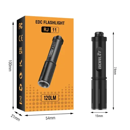 BORUiT RJ11 Mini Keychain Tactical Flashlight Torch
