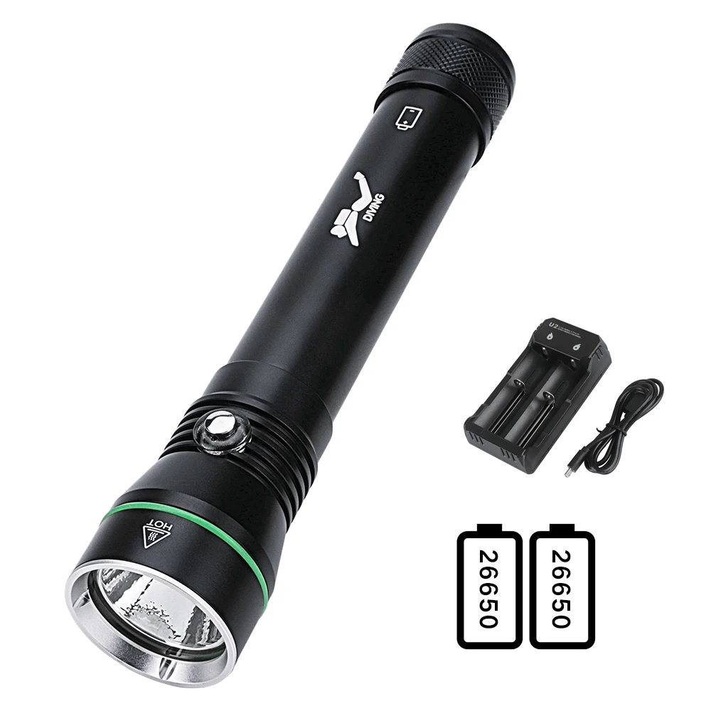 BORUiT S4 Super Bright 2000LM LED Scuba Diving Flashlight P50 Underwater 100M IPX8 Waterproof Torch Spearfishing Lantern