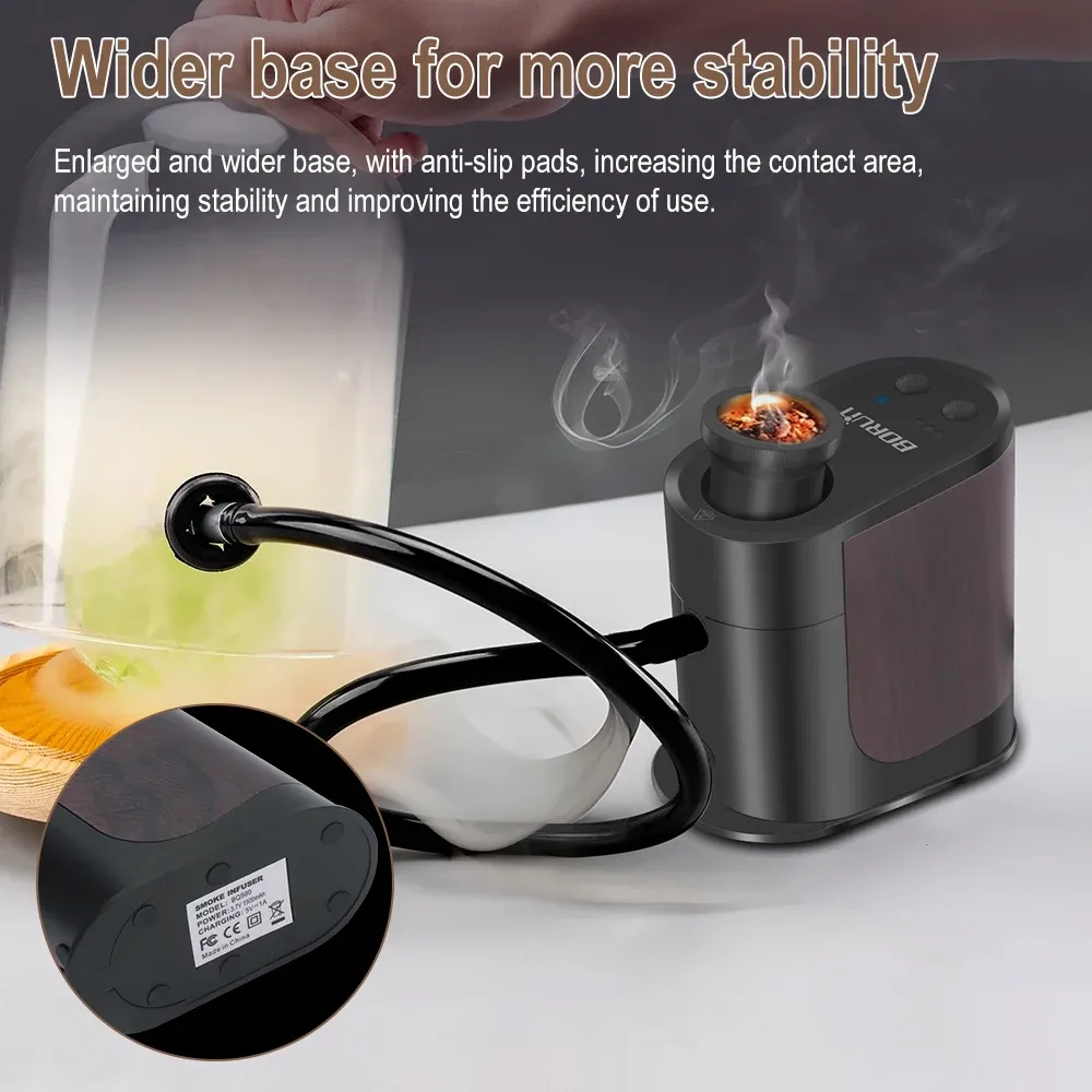 BORUiT BQ500 Smoke Infuser Cuisine Portable Molecular Machine Bar Cold Smoke Generator Meat Burn Cooking Smoking Gun for BBQ