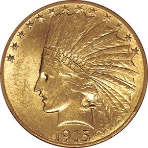 1908-1916 D $10 Indian Head Gold Eagle Coin