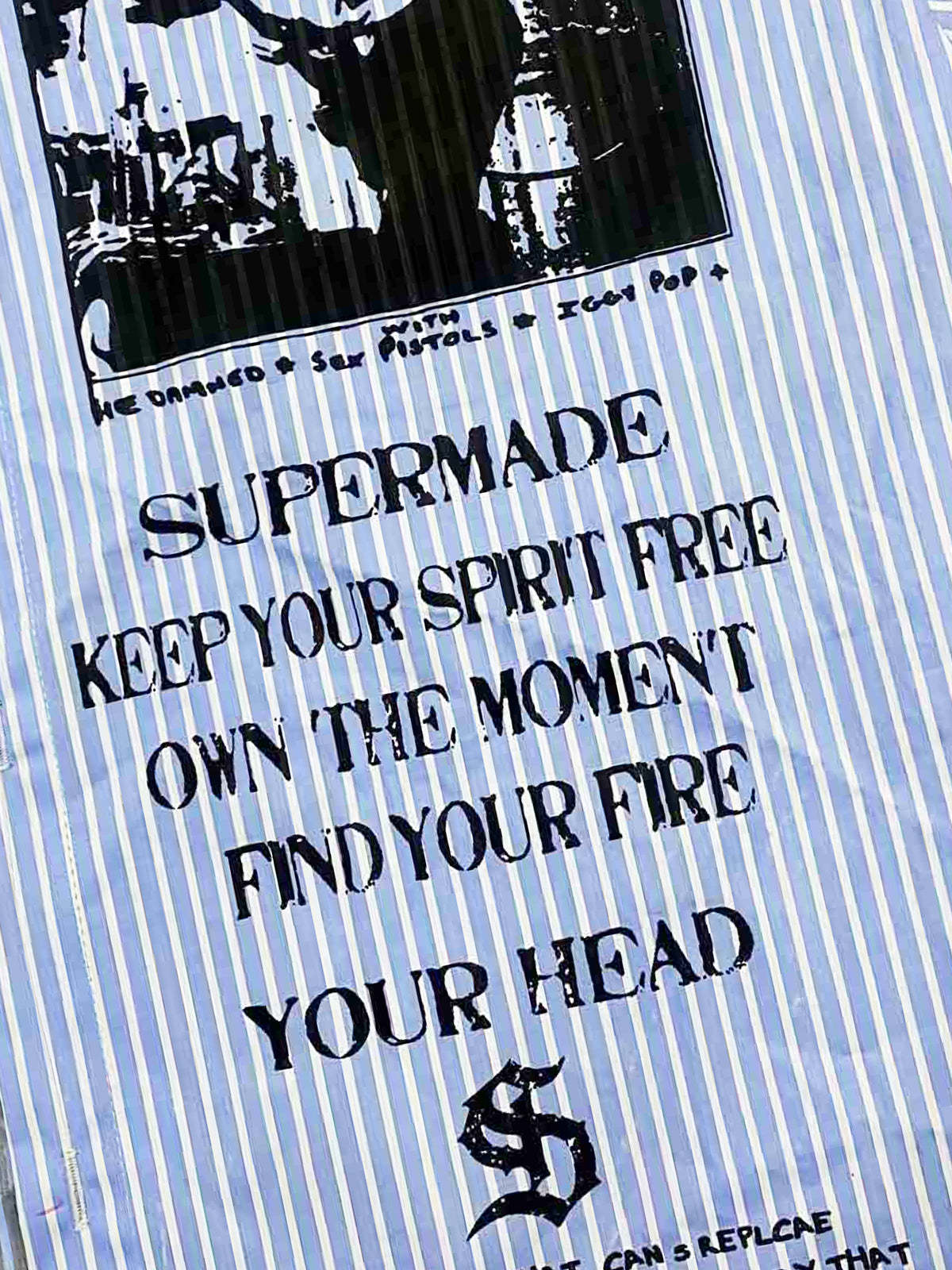 Vintage Illustration Striped Faux Two-Piece Shirt-Fineriform