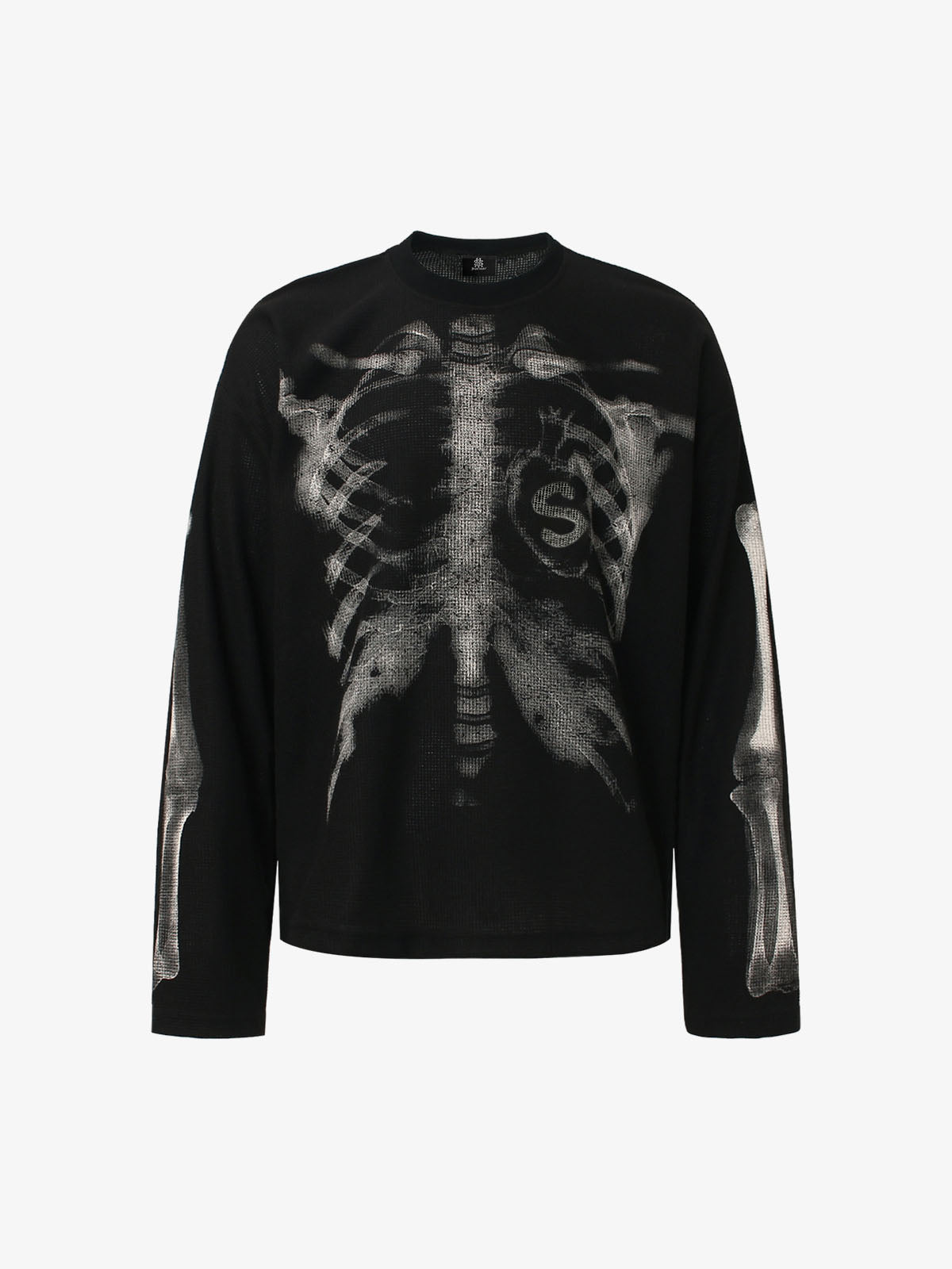 Skeleton Graphic Waffle Sweatshirt - 2495-Fineriform