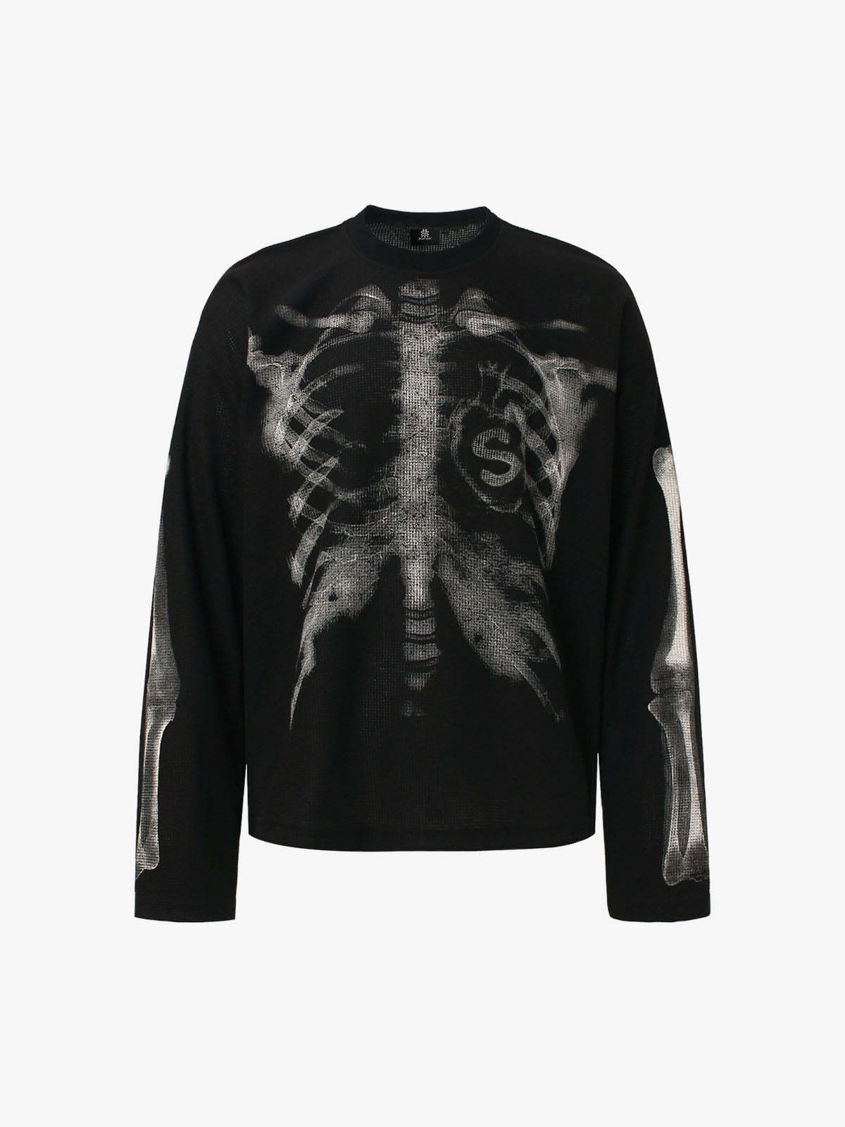 Skeleton Graphic Waffle Sweatshirt - 2495-Fineriform