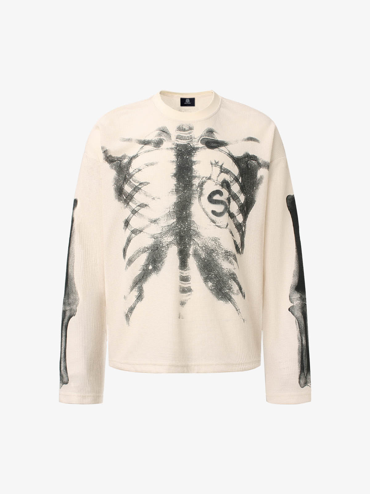 Skeleton Graphic Waffle Sweatshirt - 2495-Fineriform