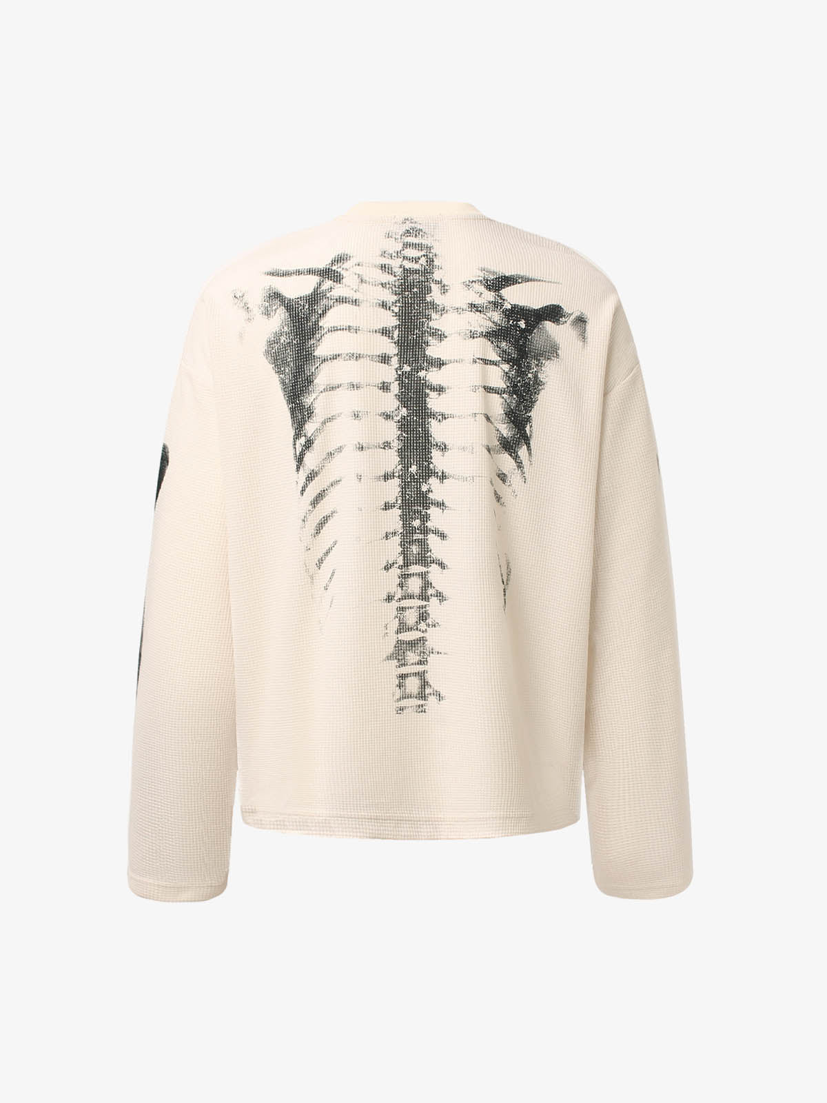 Skeleton Graphic Waffle Sweatshirt - 2495-Fineriform