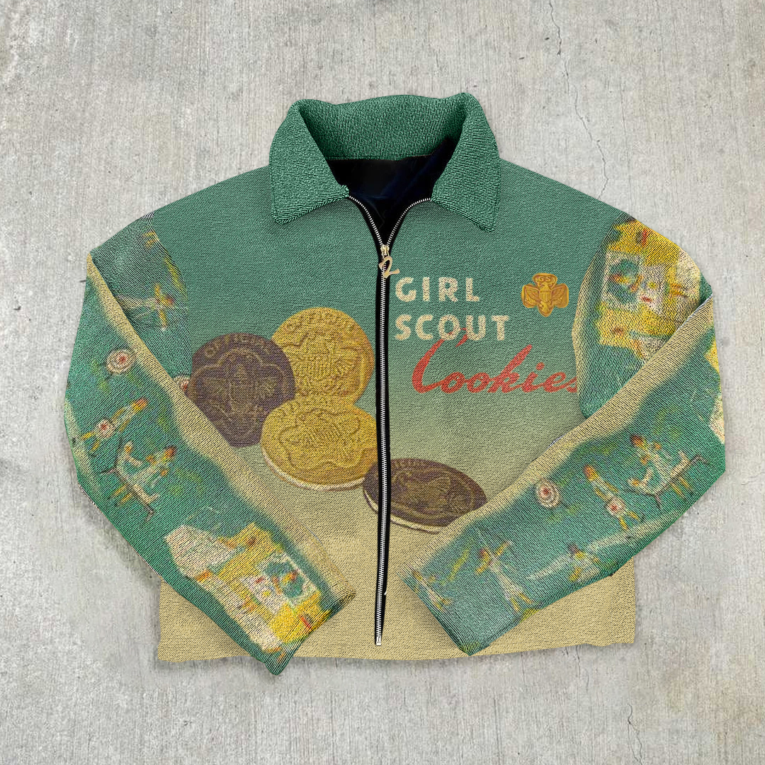 Ombre Tapestry Biscuit Zip-Up Jacket-Fineriform