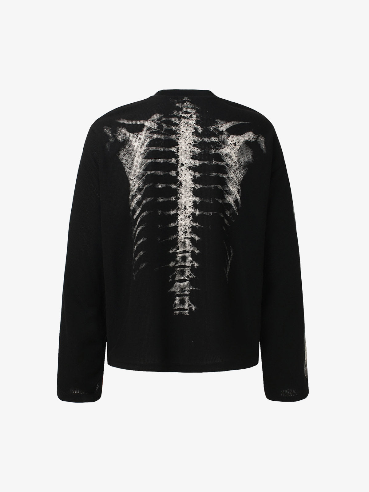 Skeleton Graphic Waffle Sweatshirt - 2495-Fineriform