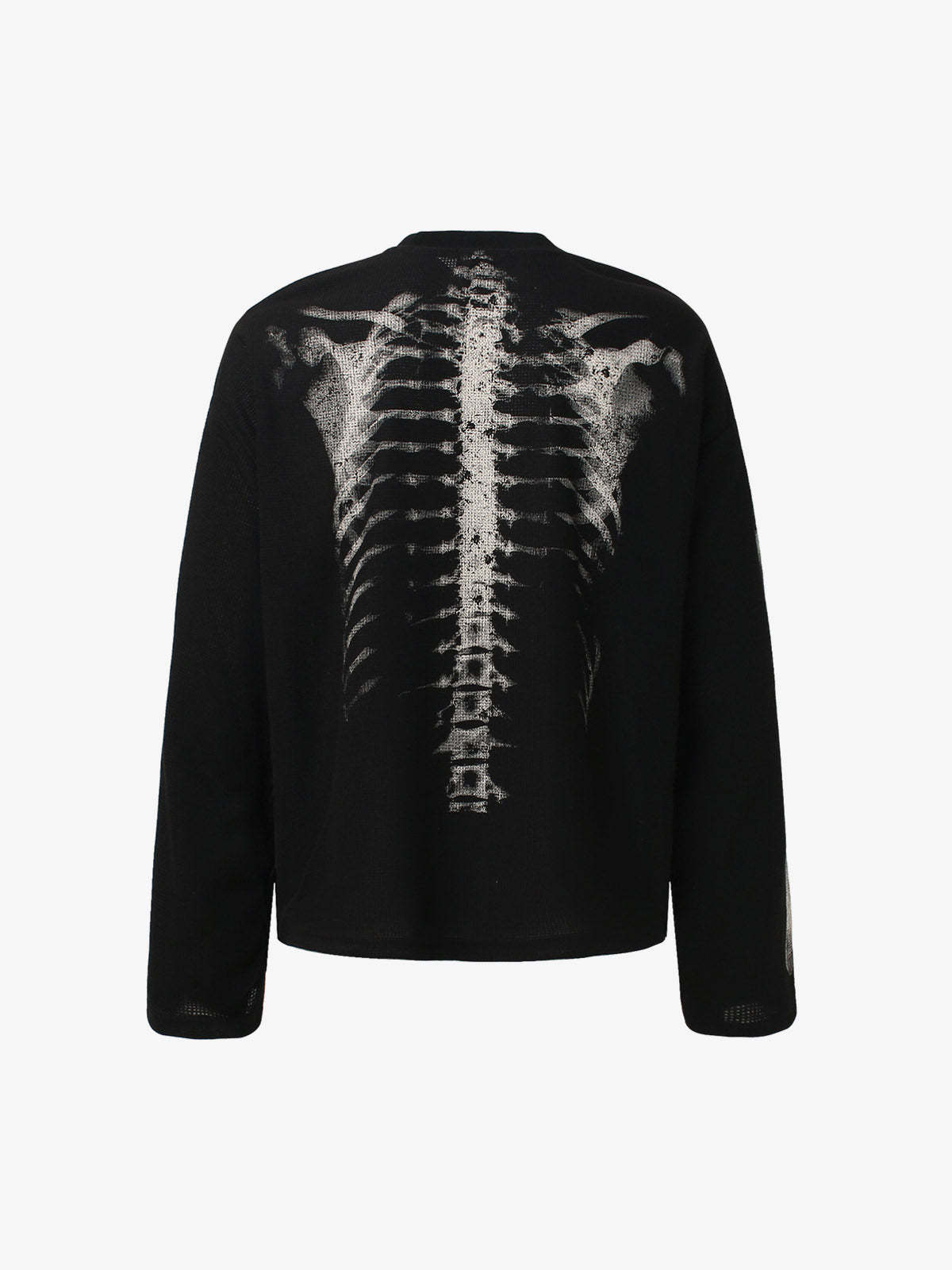 Skeleton Graphic Waffle Sweatshirt - 2495-Fineriform