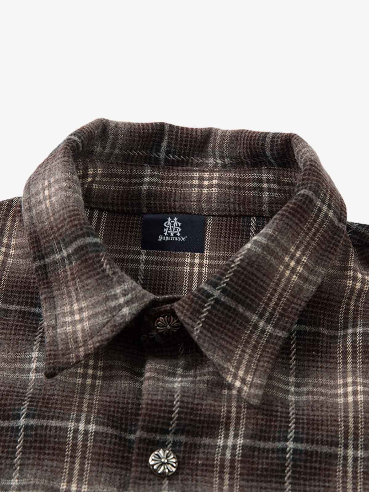 Cotton Street Distressed Plaid Faux Two-Piece Shirt-Fineriform