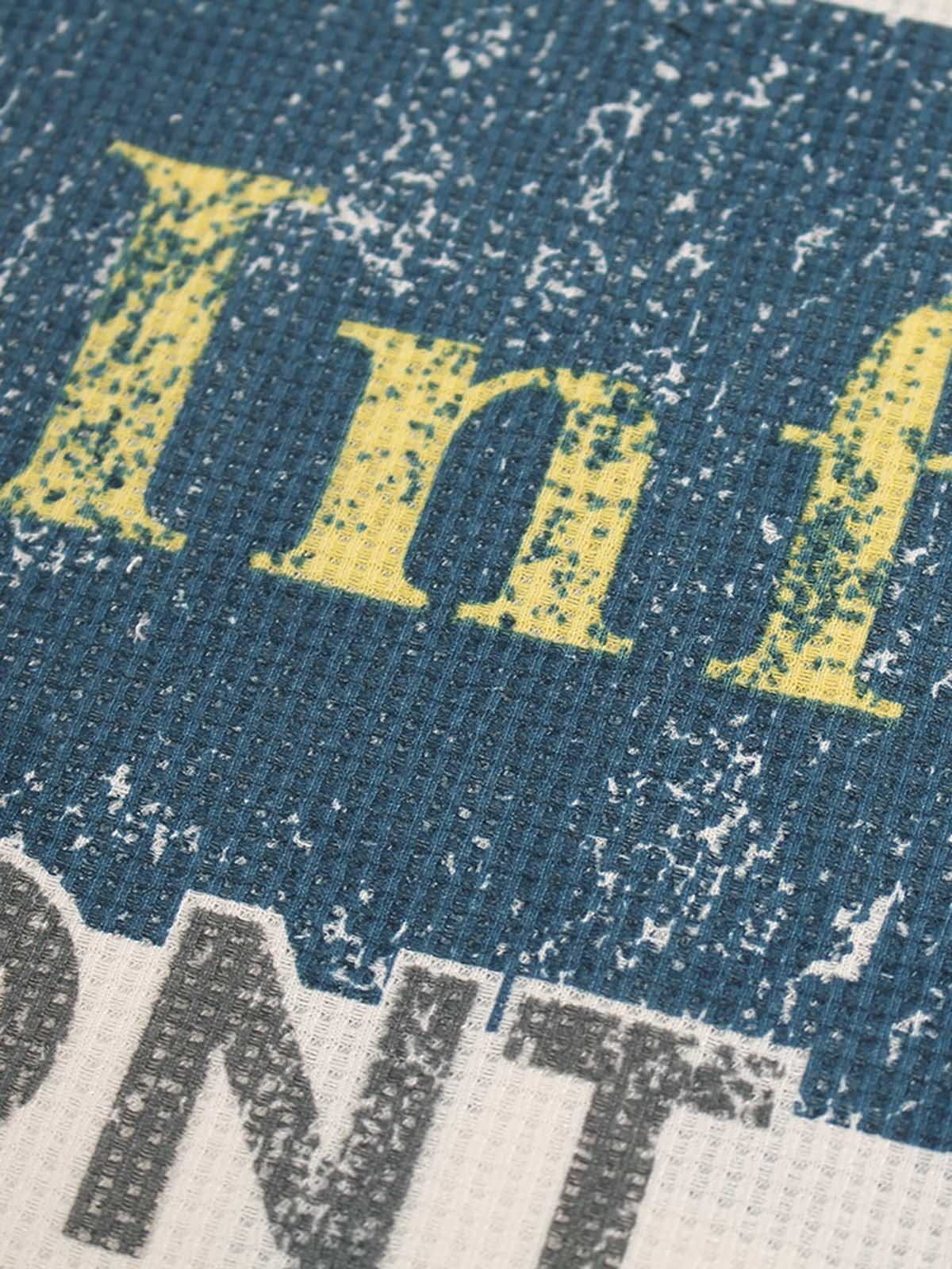Waffle Knit Graphic Print Crewneck Sweatshirt - 2496-Fineriform