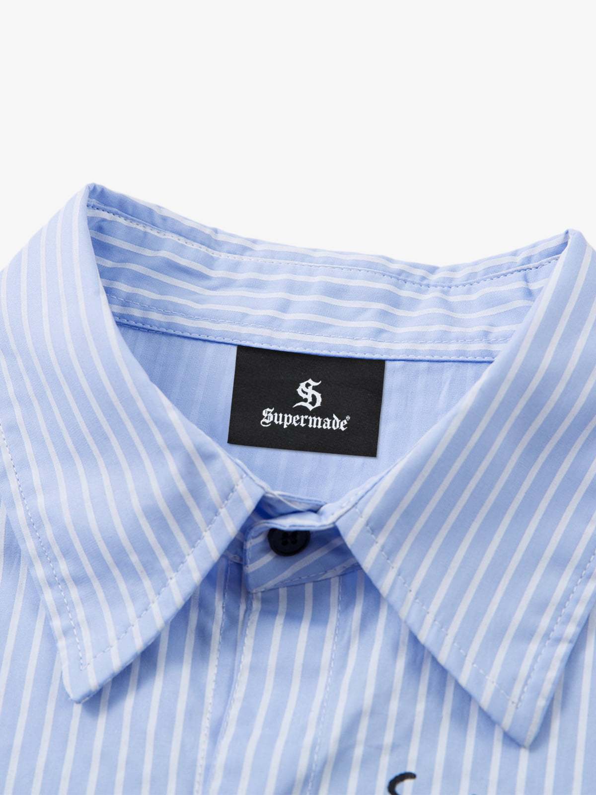 Vintage Illustration Striped Faux Two-Piece Shirt-Fineriform