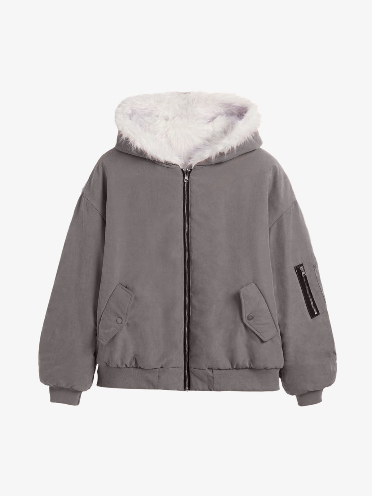 Oversized Reversible Fur Hooded Jacket - 2544-Fineriform
