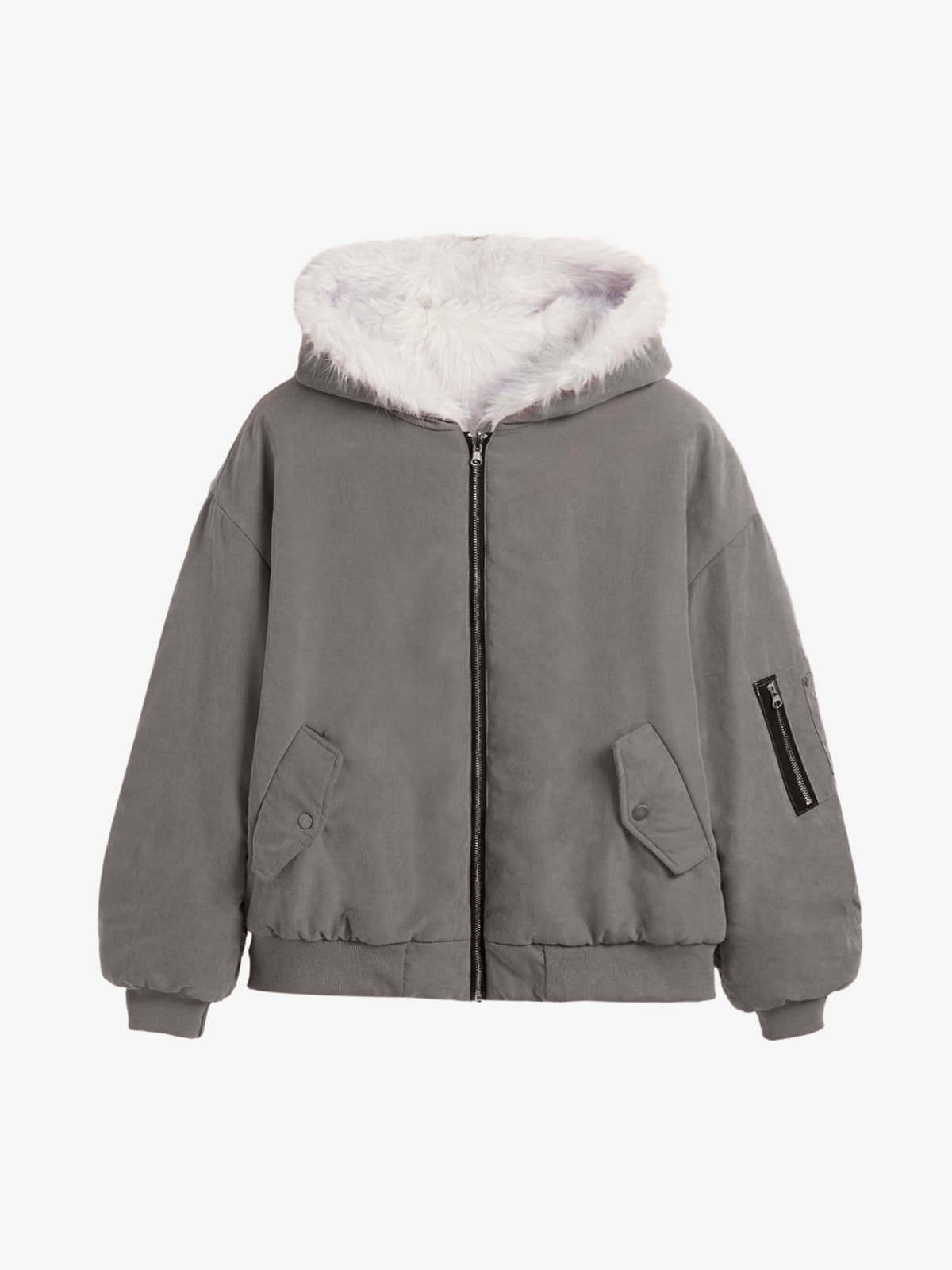 Oversized Reversible Fur Hooded Jacket - 2544-Fineriform