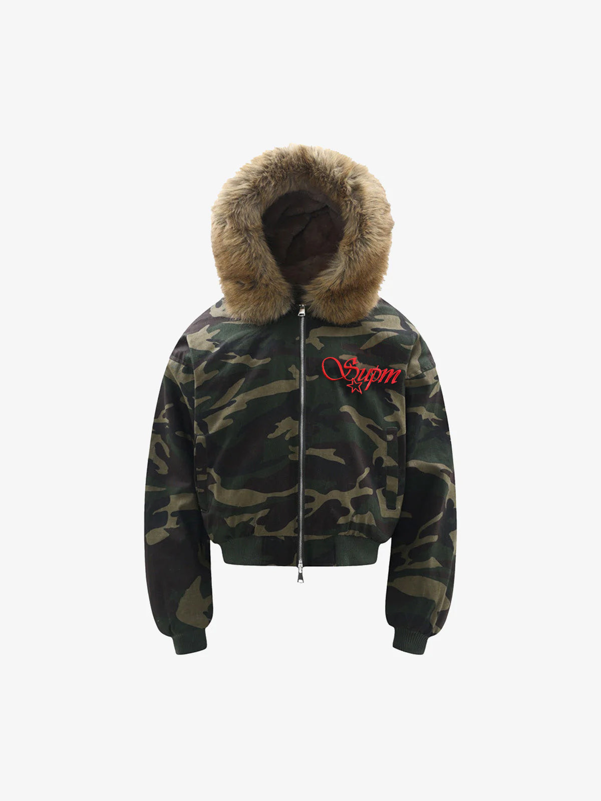 Embroidered Detachable Fur Hooded Jacket - 2546-Fineriform