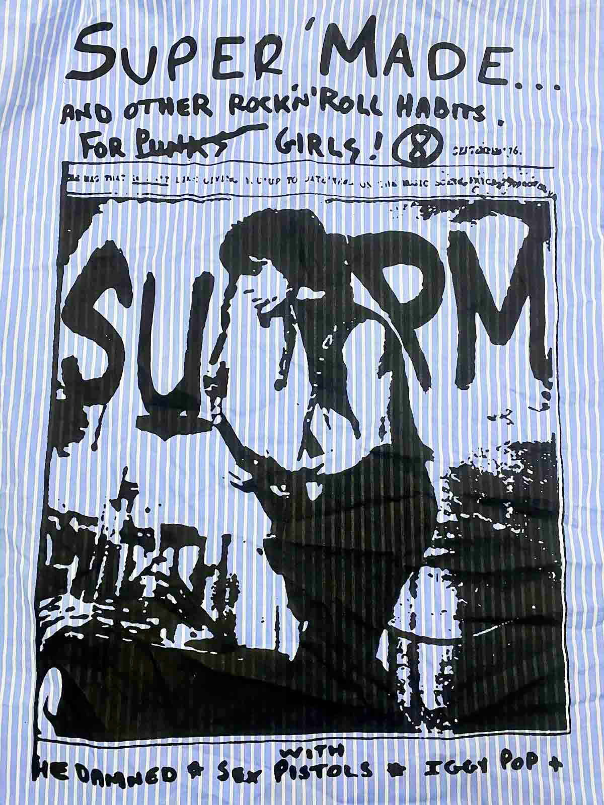 Vintage Illustration Striped Faux Two-Piece Shirt-Fineriform