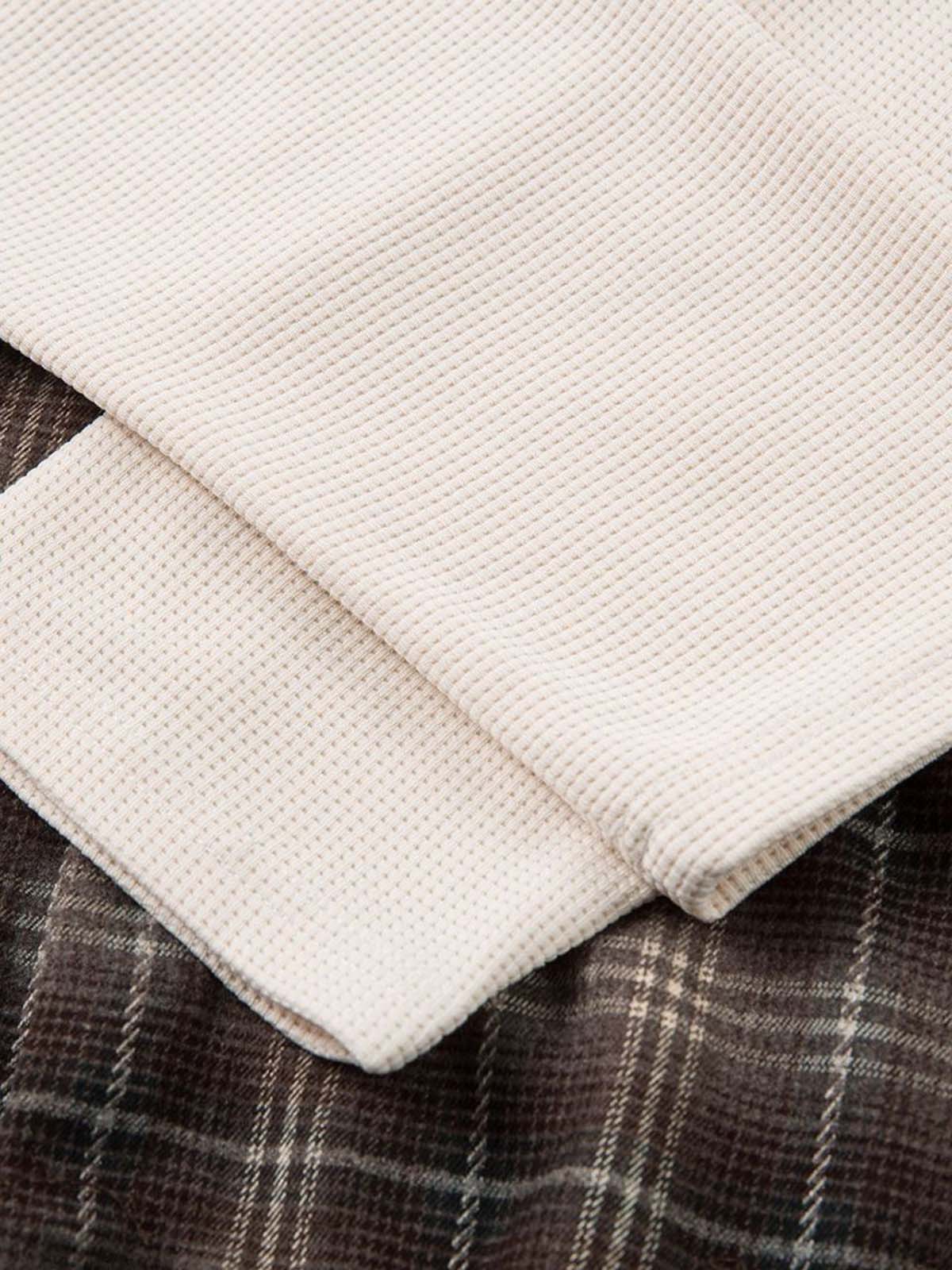 Cotton Street Distressed Plaid Faux Two-Piece Shirt-Fineriform