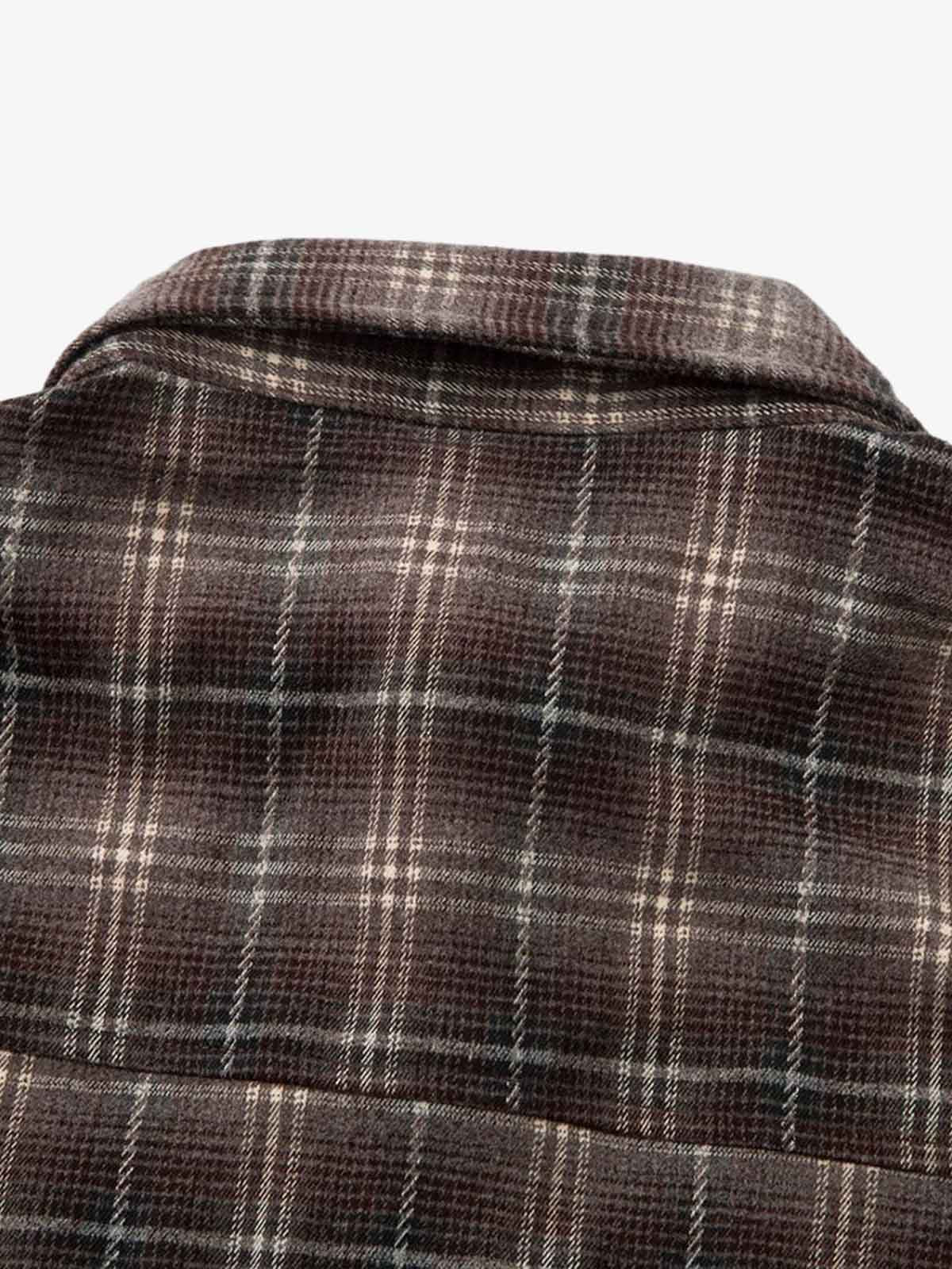 Cotton Street Distressed Plaid Faux Two-Piece Shirt-Fineriform