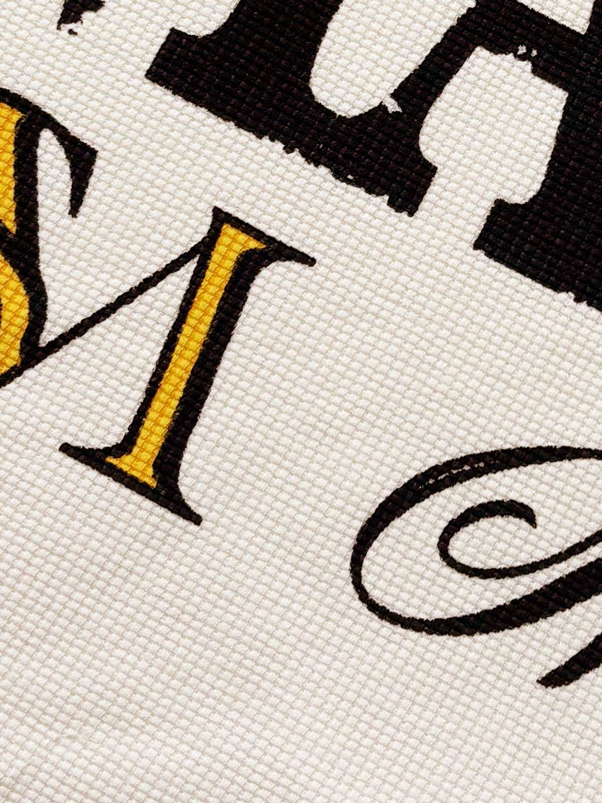 Retro Letter Print Waffle Simplicity Long-Sleeved T-Shirt-Fineriform