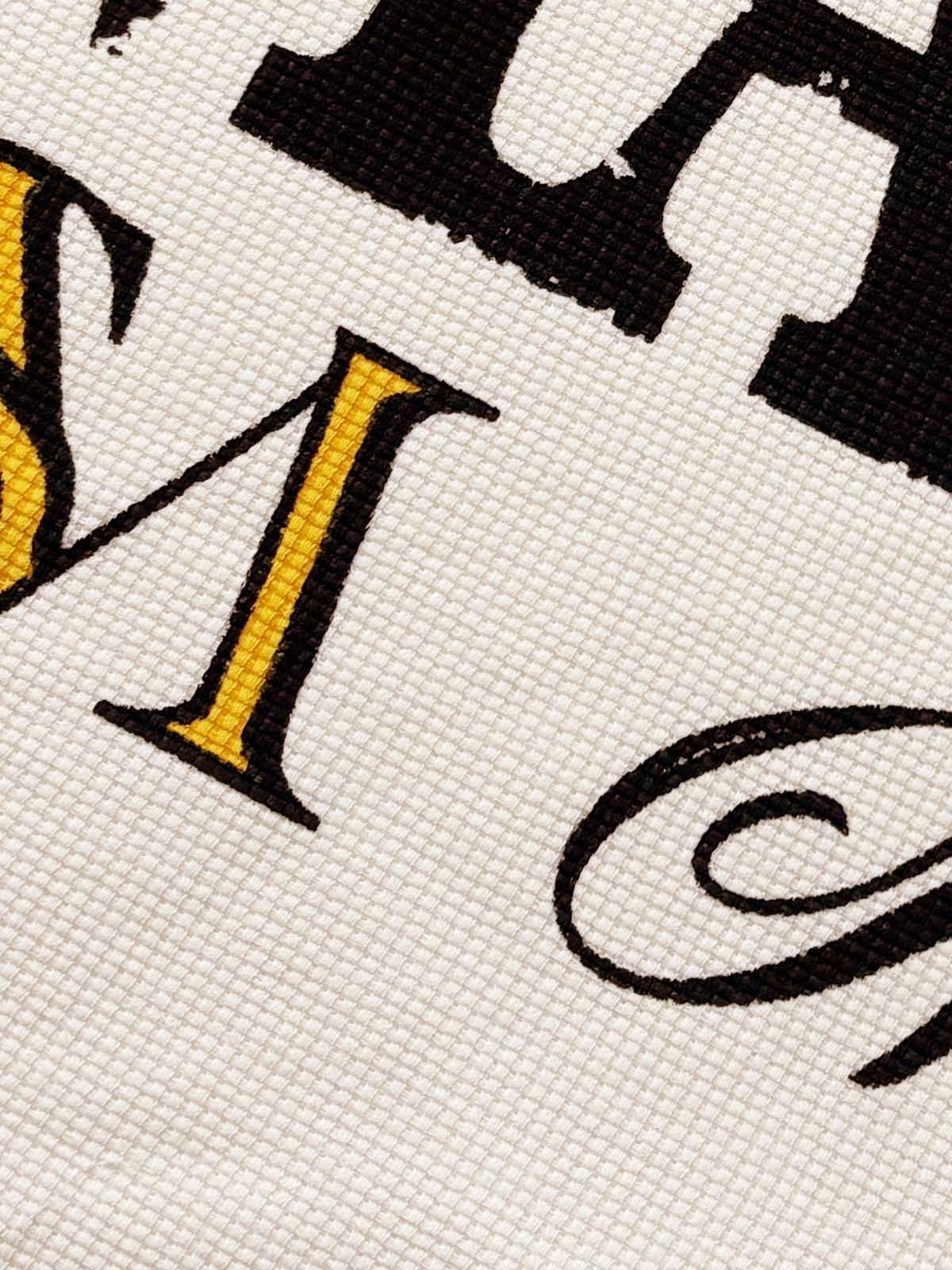 Retro Letter Print Waffle Simplicity Long-Sleeved T-Shirt-Fineriform